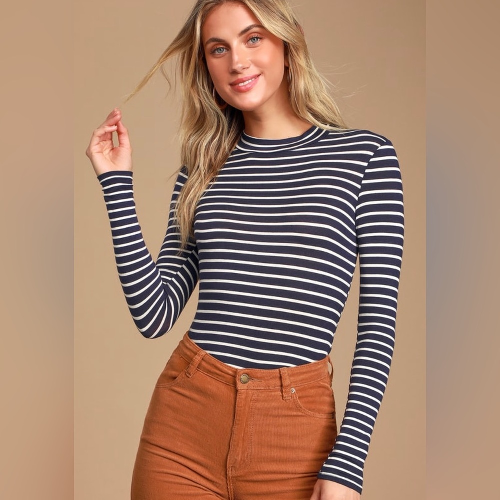 Anything is Posh-ible Navy Blue Striped Top